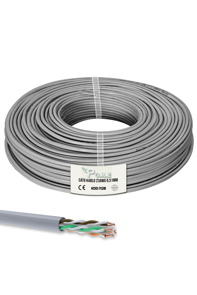 Cat6 Kablo 23AWG 0.51 100mt Poke PK-1128
