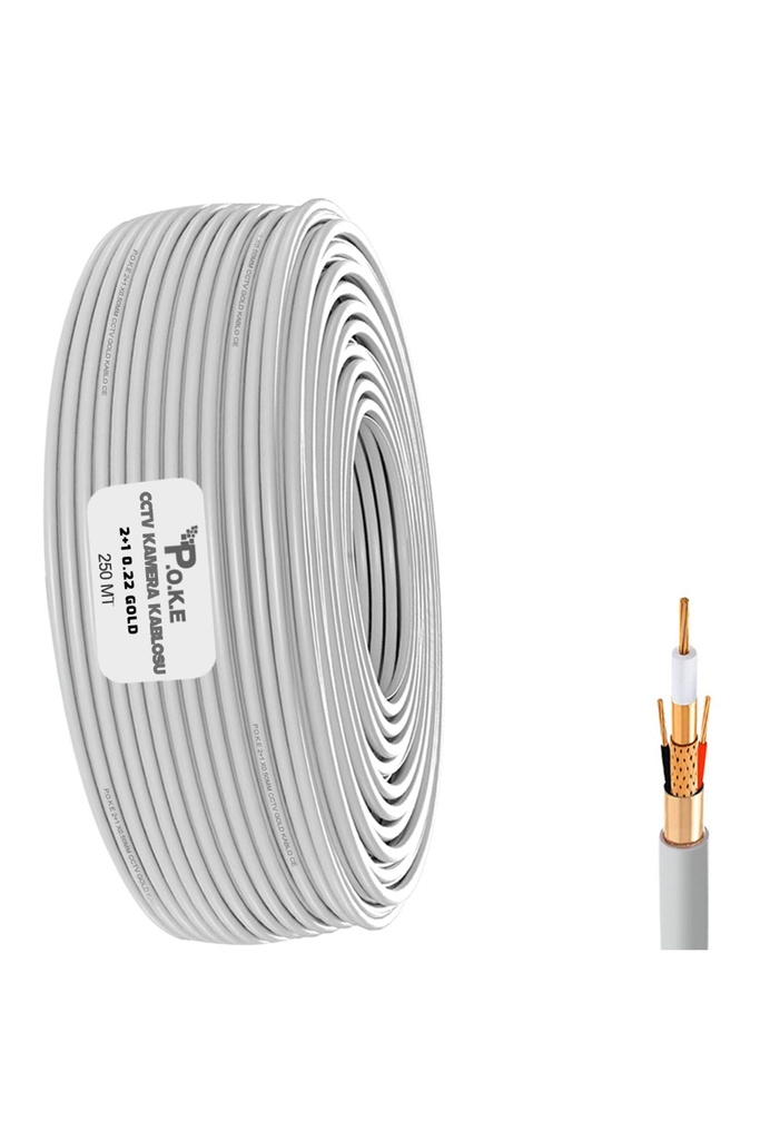 2+1 CCTV 0.22 Kamera Kablosu Gold 250mt Poke Pk-1388