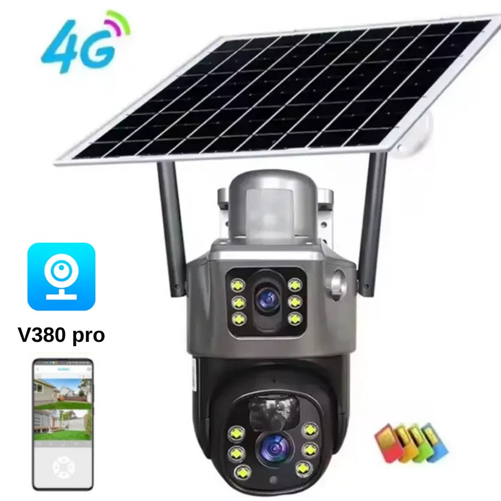 4G Solar PTZ Akıllı 2 Kamera Sim Kartlı Gece Renkli Sesli Sesli 1080p Rose AHD-30205