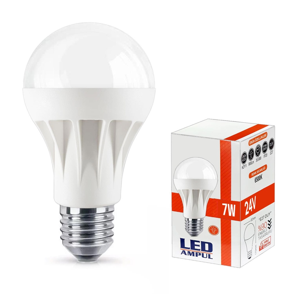 Solar Led Ampul 24v 7v E27 Beyaz QledQ