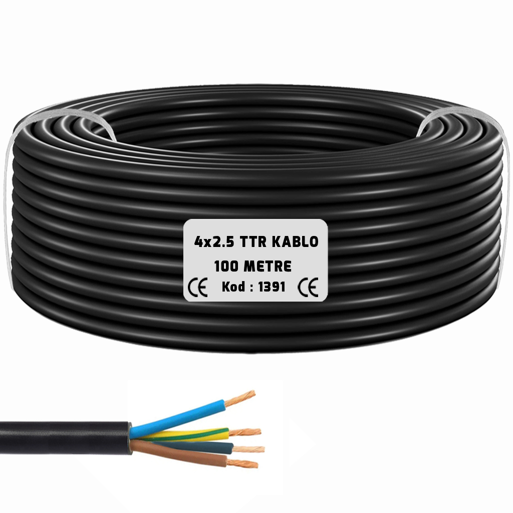 4x2.5 TTR Seslendirme Kablosu Siyah 100mt PK-1391