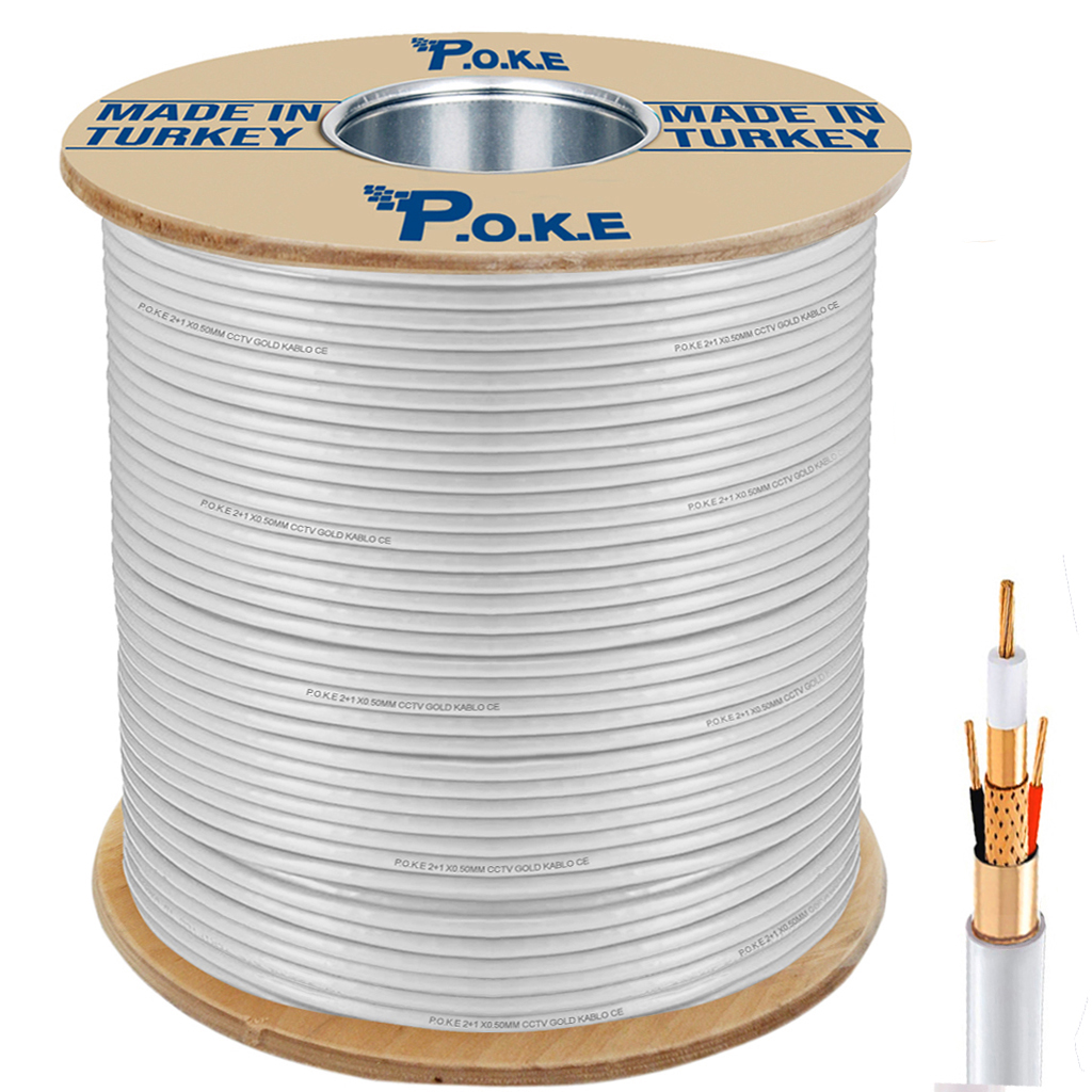 2+1 CCTV 0.50 Kamera Kablosu Gold 300mt Poke Pk-1016