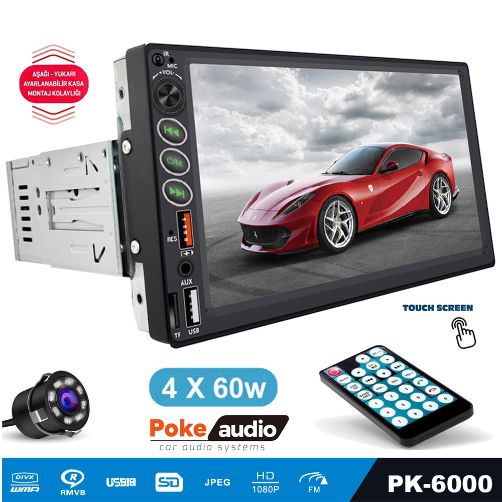 7'' Double Teyp 4x60w 2xusb Şarjlı Kameralı Tofaş Poke  R2 Pk-6000