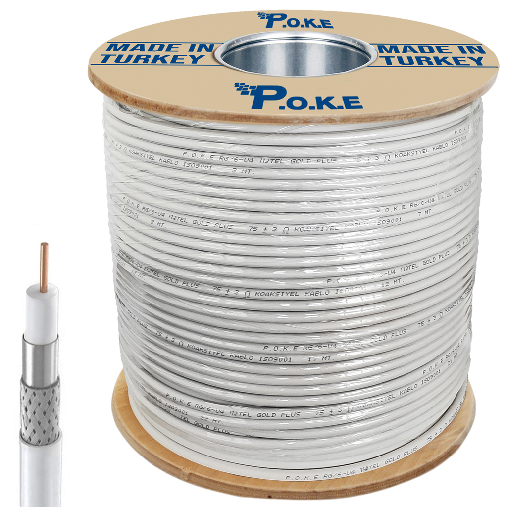 112Tel Anten Kablosu RG6/U4 1.02 300mt Poke PK-1083