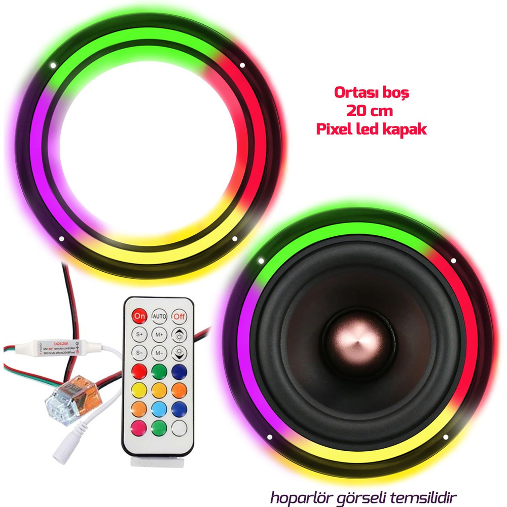 Pixel Ledli 20cm Hoparlör Kapak İçi Boş 2 Adet Poke PK-6050   