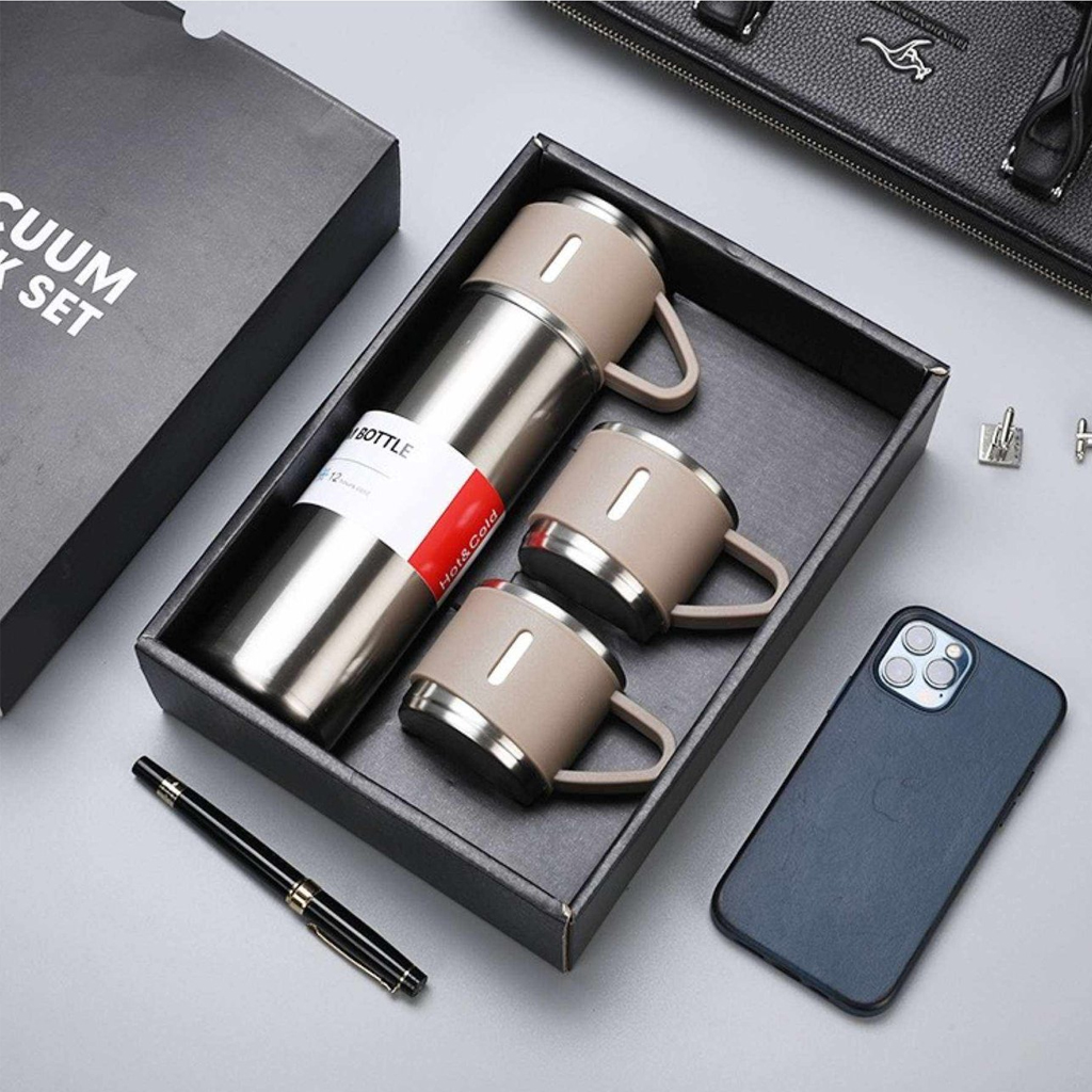 Termos Üç Bardaklı 500ml 12 Saat Sıcak Soğuk Teknoclass 3in1