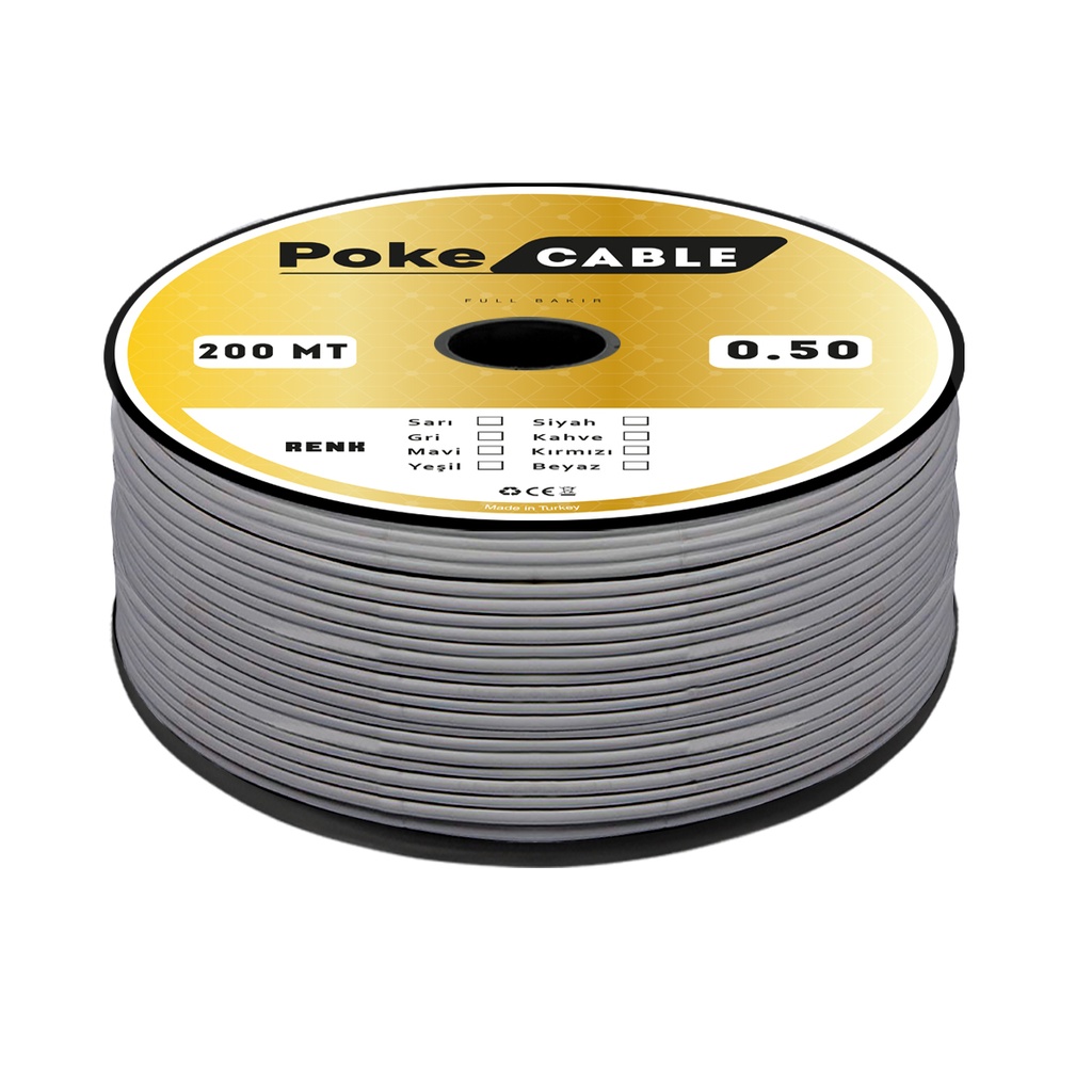 0.50 NYAF Bakır Kablo CU Gri 200mt Poke PK-1458