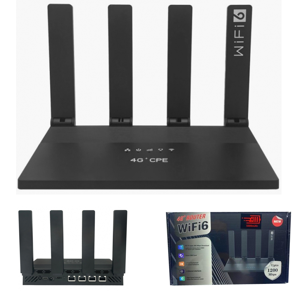 5G Taşınabilir Şarjlı Modem Sim Kartlı Wifi6 5000Mah 1200Mbps 4 Port Data Force CPE WR800-E