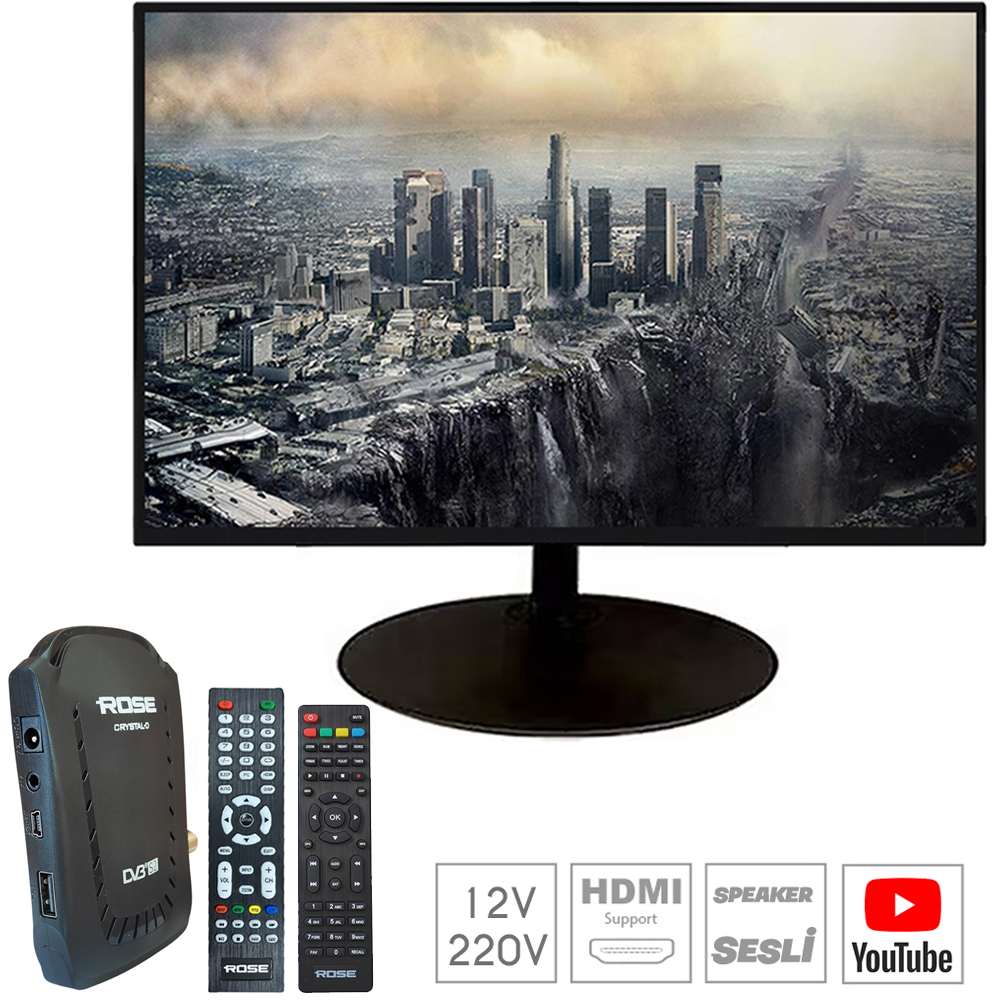 22'' Uydulu Televizyon 55 Ekran Hd Lcd 12v 220v Rose CM-122UY