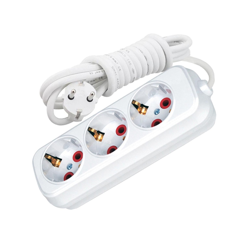 Üçlü Topraklı Grup Priz 5mt Tunç T-5