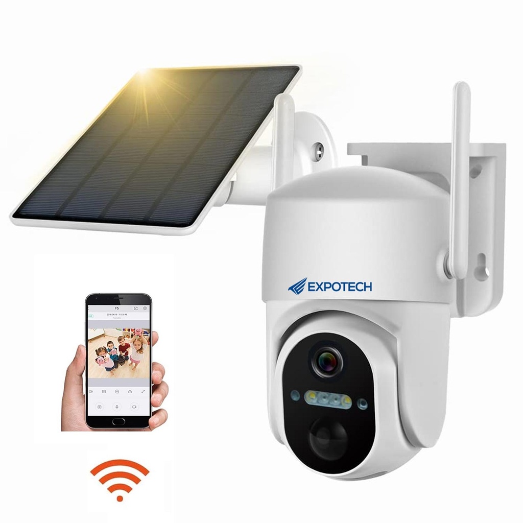 4G Solar PTZ Akıllı 2 Kamera Sim Kartlı Wifi Renkli Gece Renkli Sesli Expotech EX-US52RB-4G