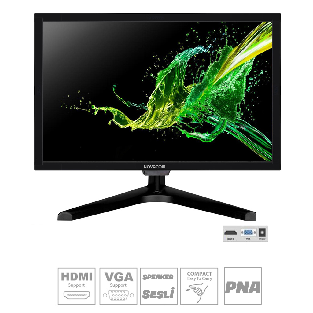 19'' Lcd Monitör Sesli 2K Full HD Hdmi Vga Usb Rca Novacom LED-19A