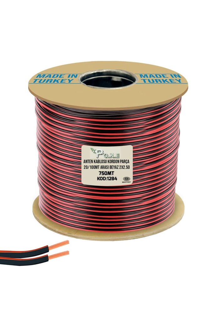 2x2.5 Parça Hoparlör Kablosu Siyah 750mt Poke PK-1284