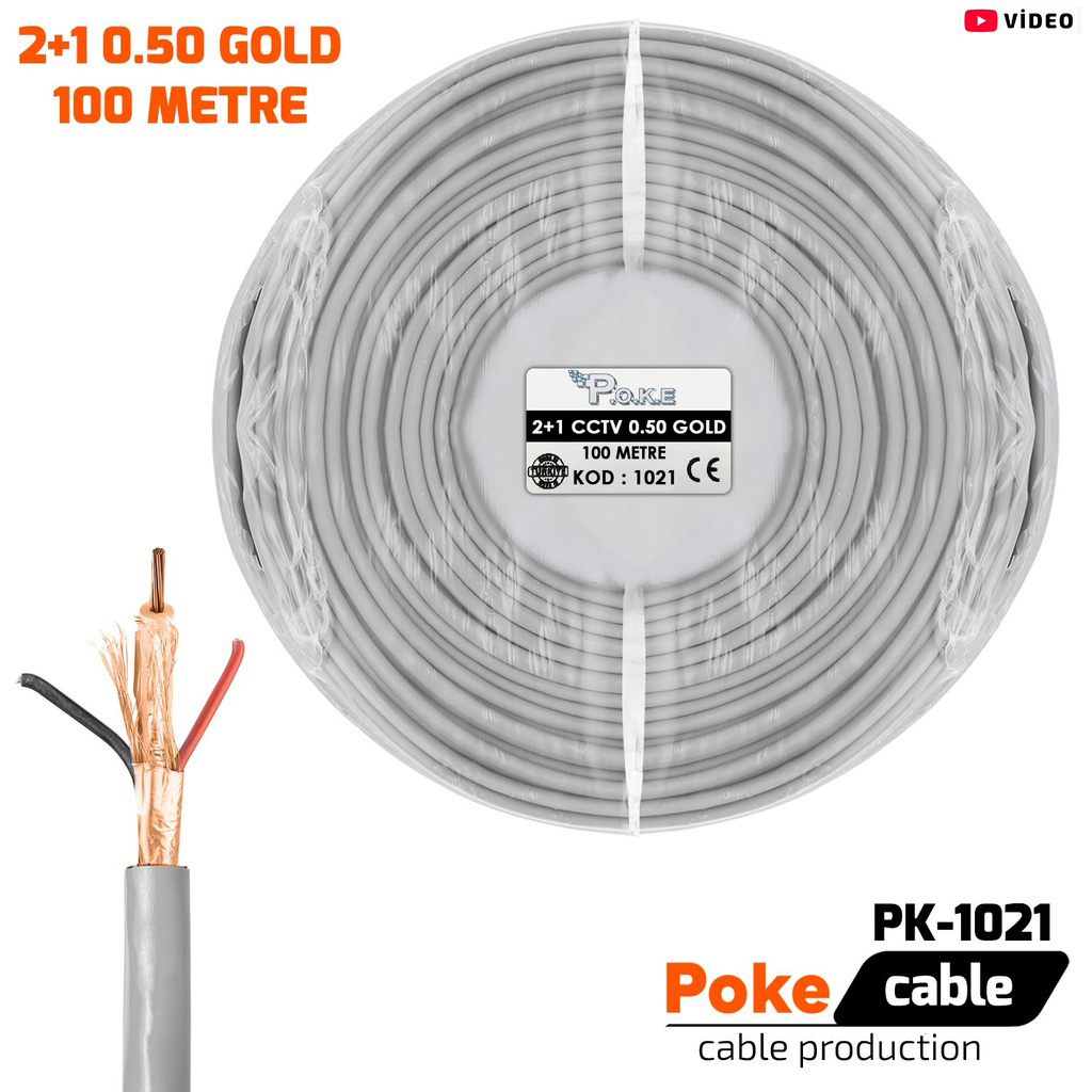 2+1 CCTV 0.50 Kamera Kablosu Gold 100mt Poke PK-1021
