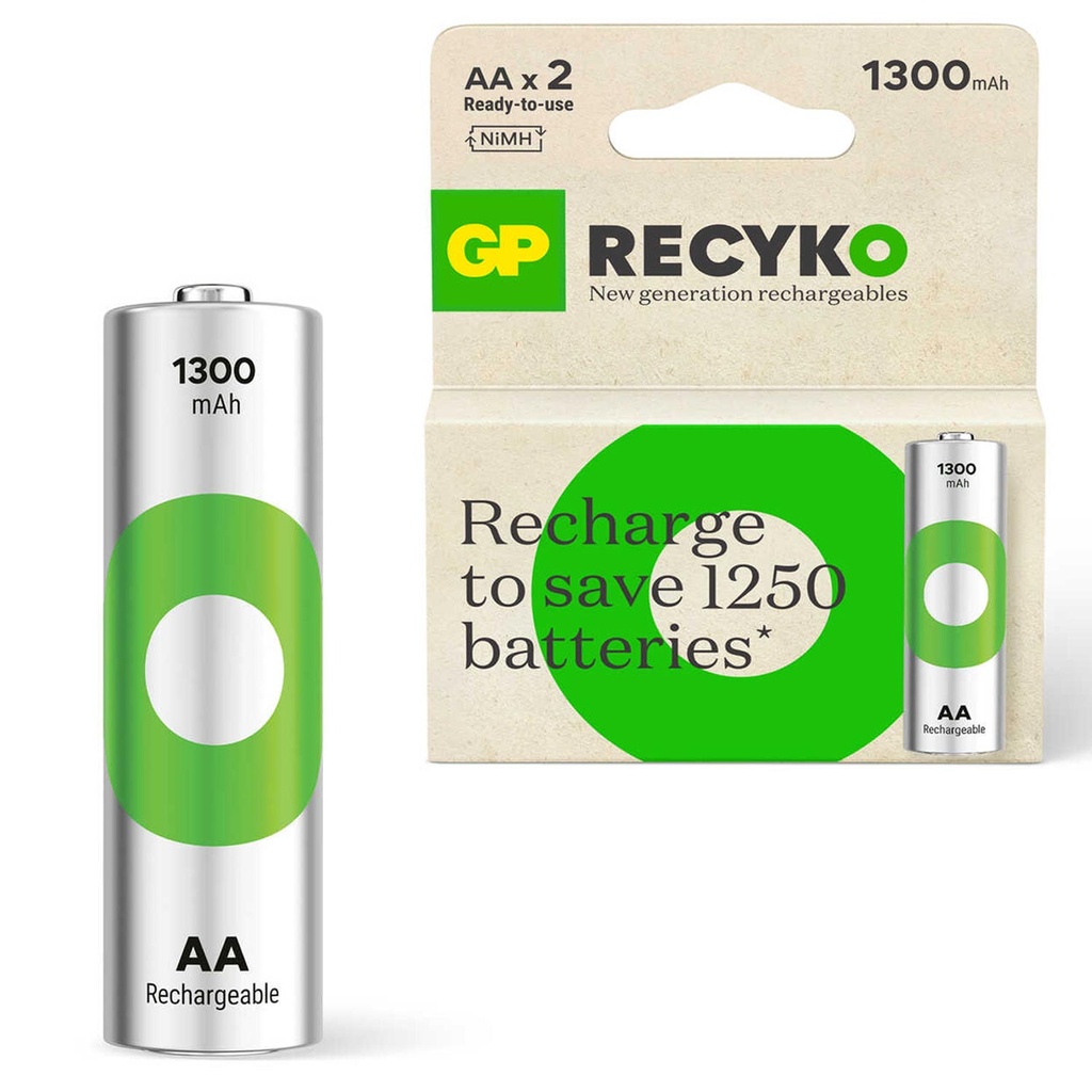Şarjlı Pil 1300mah AA Kalem 2 Adet GP Reycko 