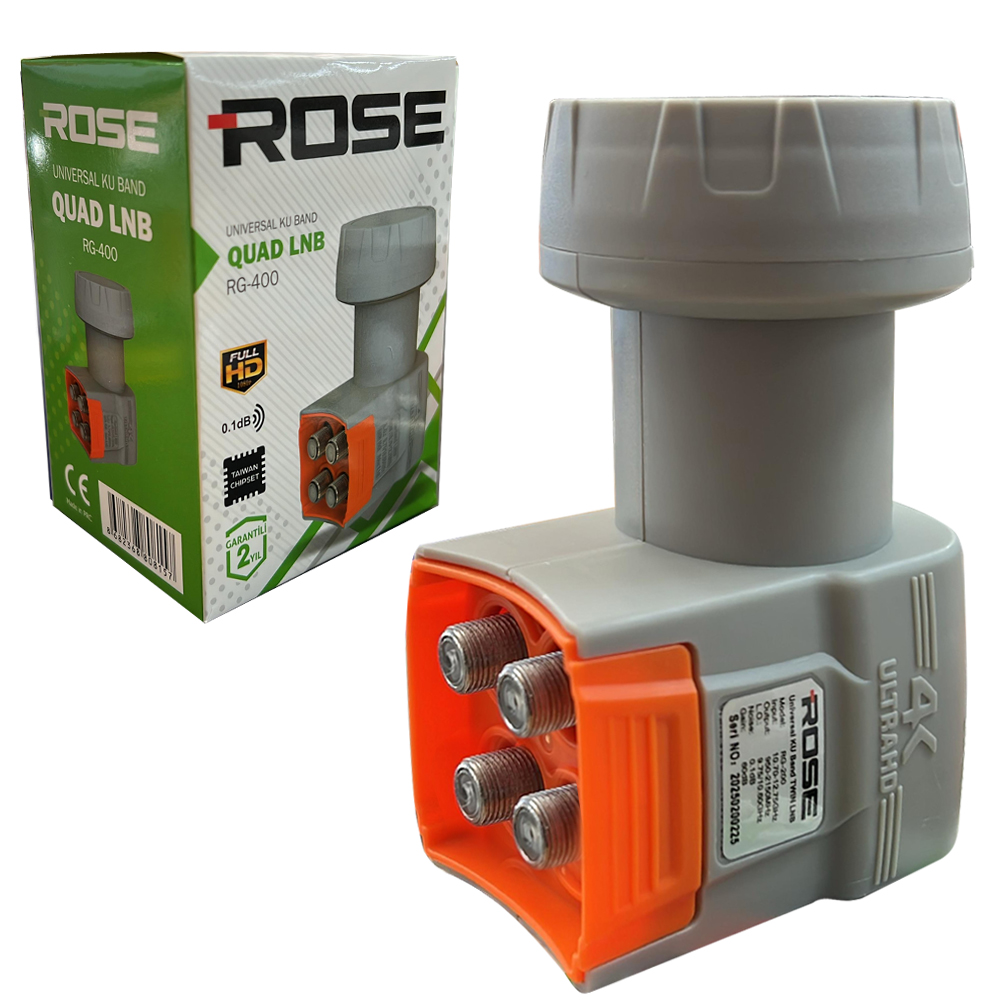 Dörtlü Lnb 0.1DB 3D 4K Quad Rose RG-400