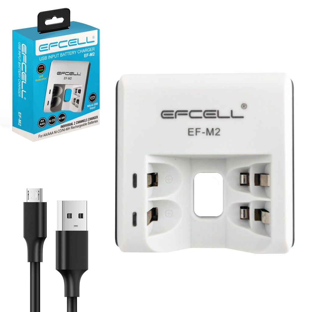 Pil Şarj Aleti 2Li Usb'li AA-AAA Ni-Mh Ni-Cd Efcell EF-M2