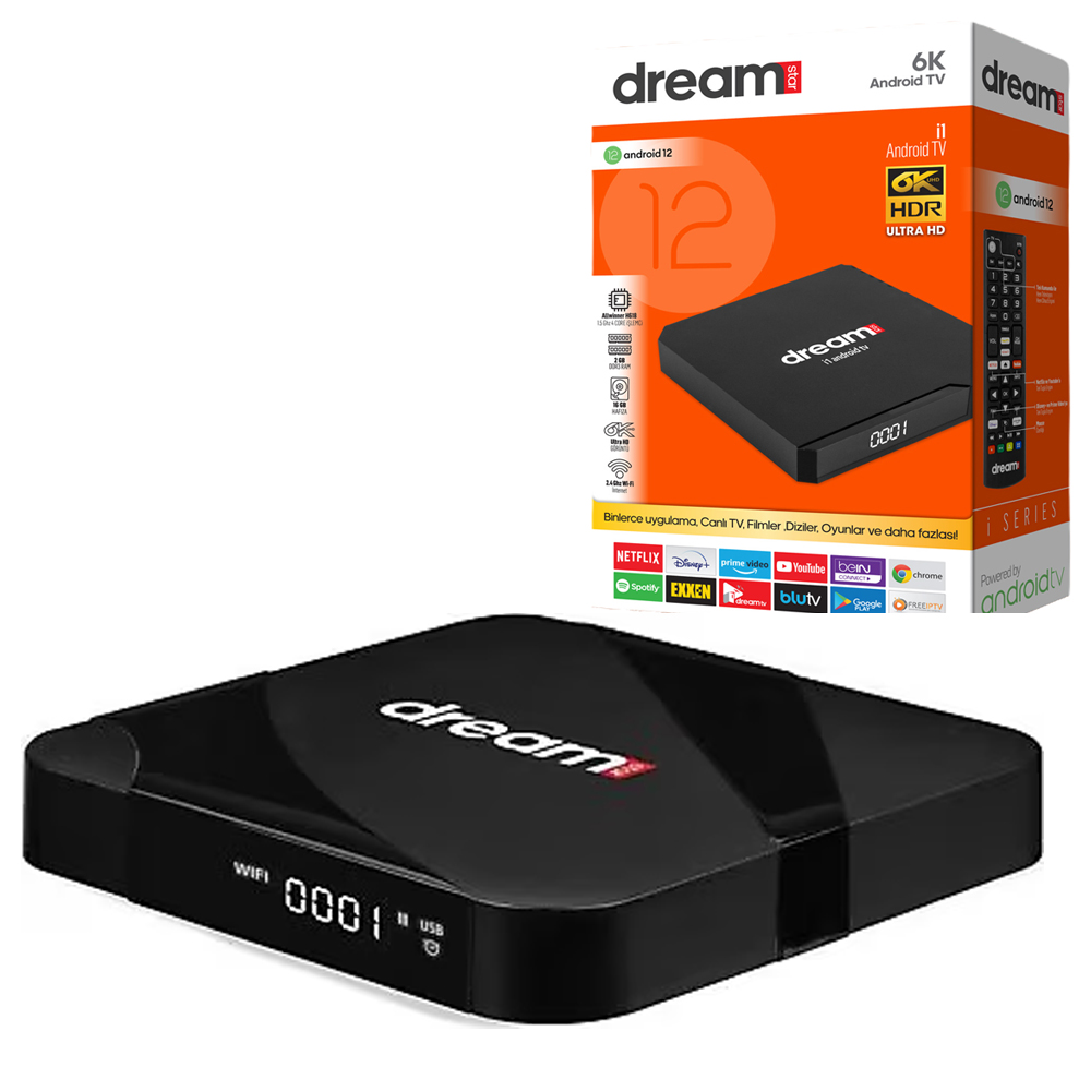 Android Tv Box Uydu Alıcı 2-16 gb 6K Medya Player Dreamstar İ1