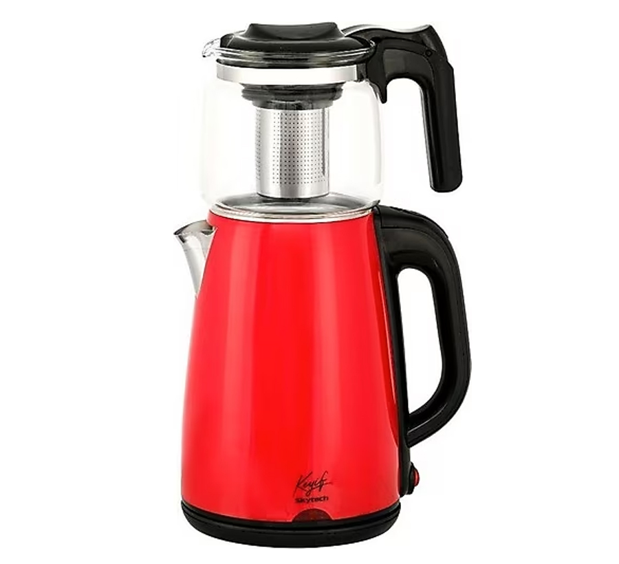Çelik Çay Makinesi Cam Demlikli 1500w Skytech Keyif ST-5575