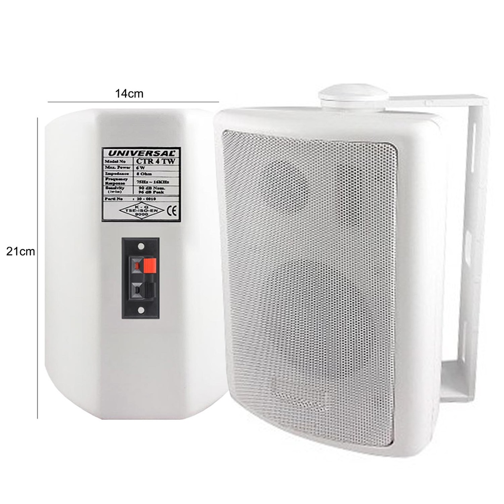 Sütun Hoparlör 10cm 100w Beyaz Trafolu 1 Adet Universal CTR-4TW 
