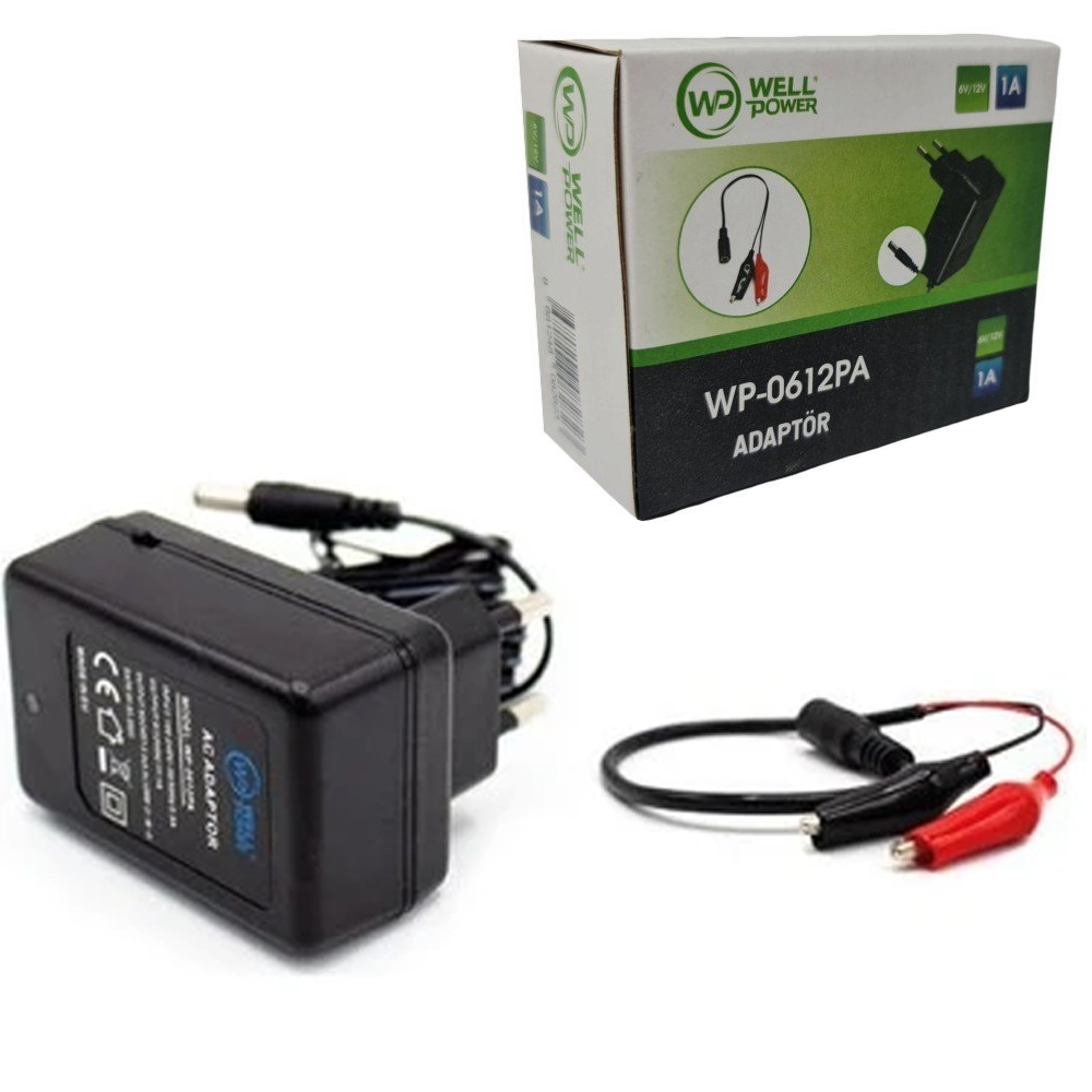 Adaptör 6-12v 1a 5.5X2.5 Uç Plastik Kasa Wellpower WP-612PA