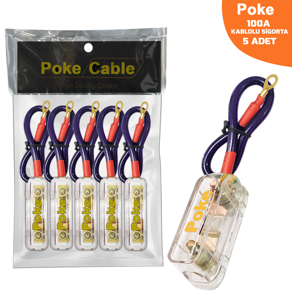 Oto Anfi̇ Sigorta Kablolu 100a 1.Kalite Vidalı 5 Adet Poke PK-6771 
