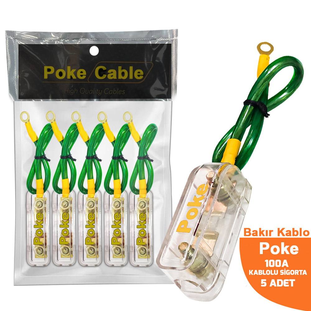 Oto Anfi̇ Sigorta Bakır Kablolu 100a 1.Kalite Vidalı 5 Adet Poke PK-6772 R31