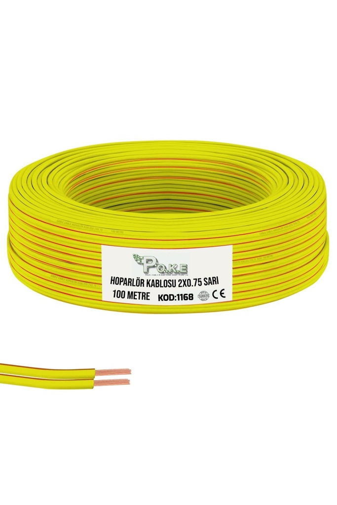 2x0.75 Hoparlör Kablosu Kordon Sarı 100mt Poke Pk-1168