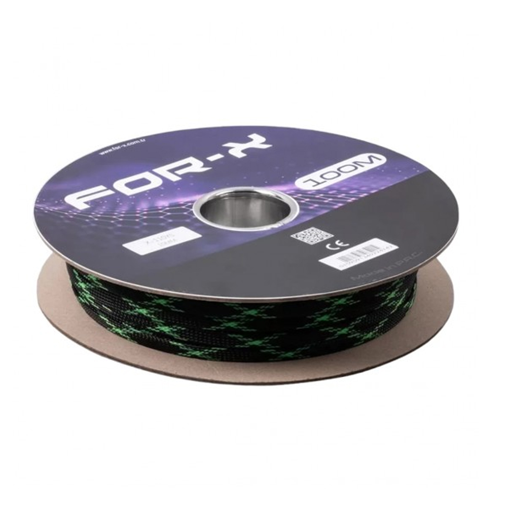 Kablo Çorabı 10mm Yeşil Siyah 100mt For-x X-110YS  
