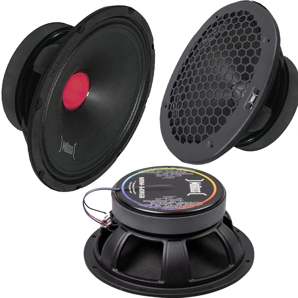Oto Midrange 16cm 160w RMS 80w RGB Işıklı 2 Adet Mobass MBM-365RGB  