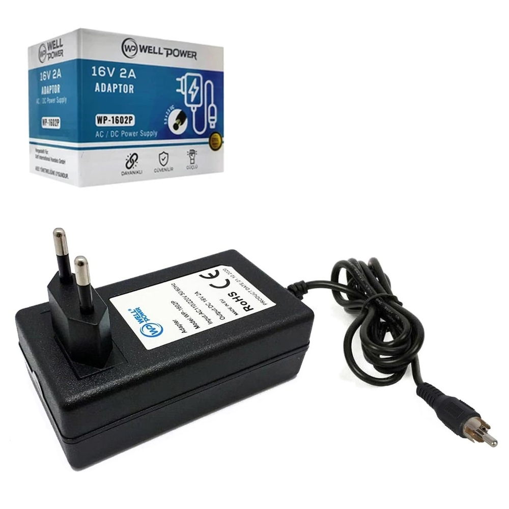 Santral Adaptör RCA Uçlu 16v 2a Plastik Kasa Wellpower WP-1602P