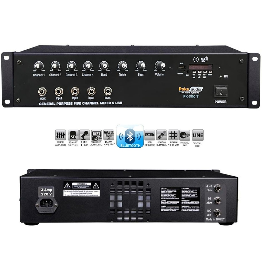 Power Mixer Anfi 300w Bt/Usb/Sd Trafolu Poke PK-300T