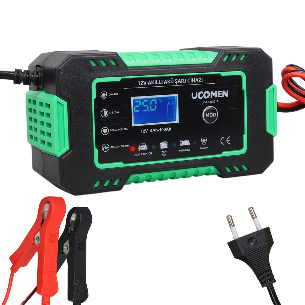 Akü Şarj Cihazı 12v 6a Led Göstergeli Ucomen UC-C120501A  