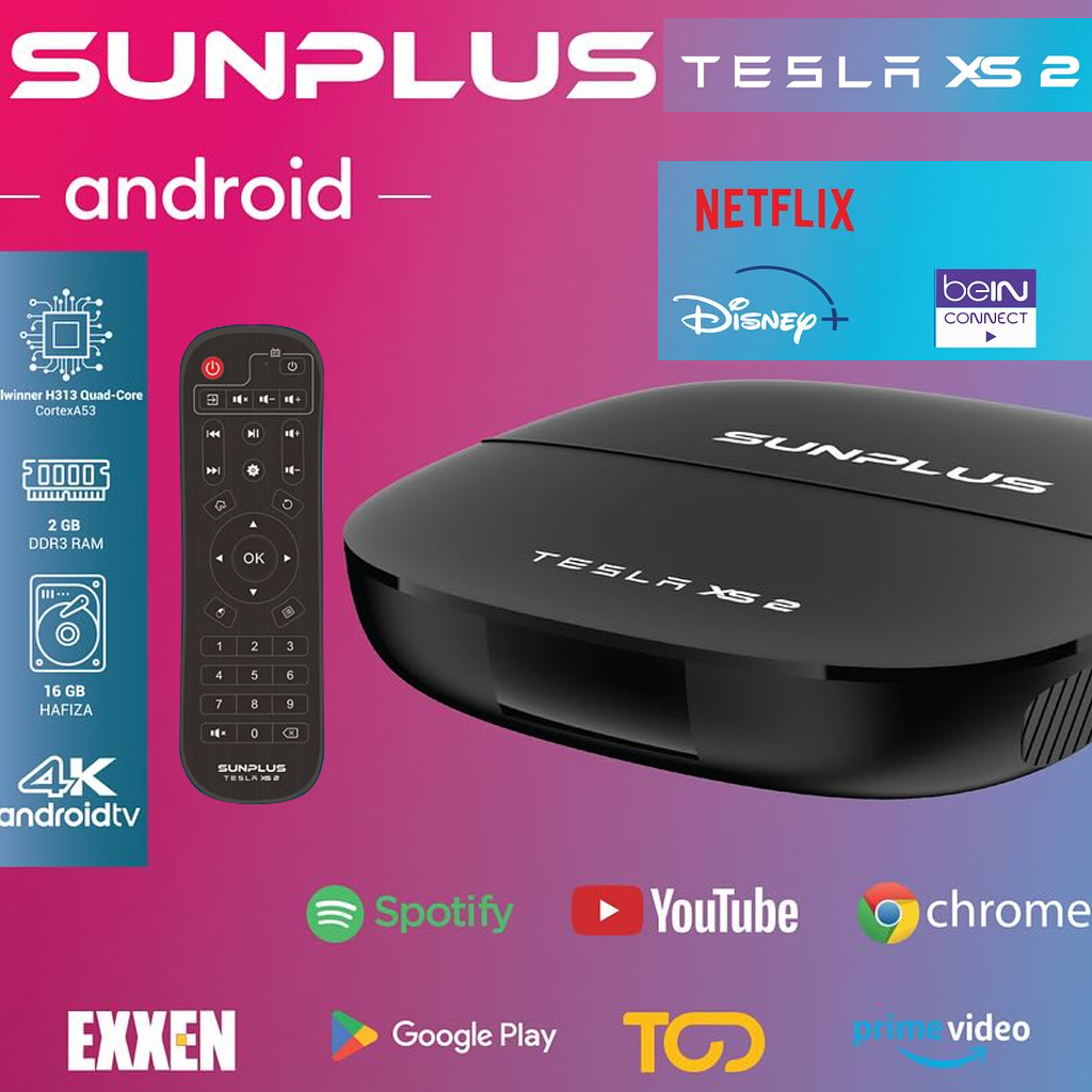 Android Tv Box Uydu Alıcı 2/16gb DDR3 4K Sunplus Tesla XS-2  R42