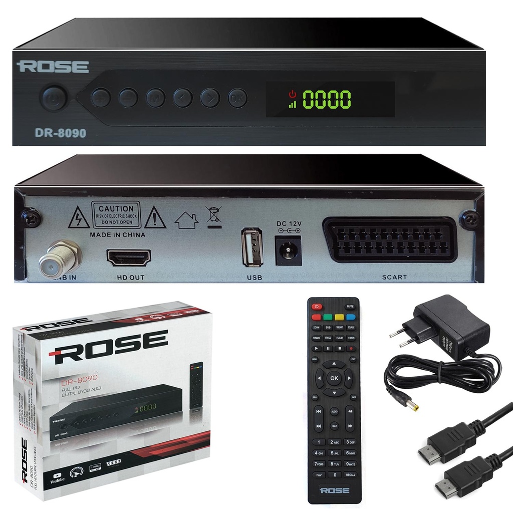 Full Hd Uydu Alıcı Kasalı Scartlı Youtube Free IP Rose DR-8090  