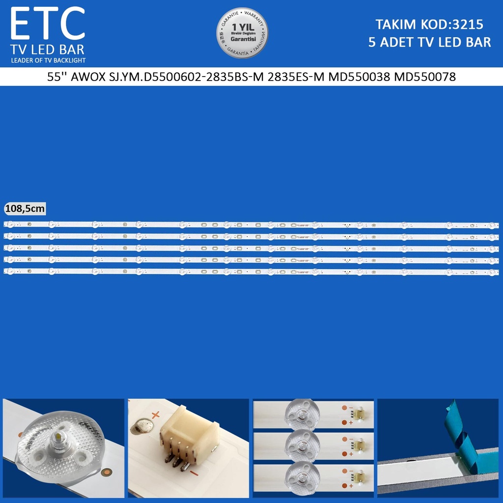 55'' AWOX SJ.YM.D5500602-2835BS-M 2835ES-M MD550038 MD550078 Tv Led Bar