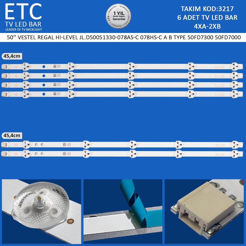 50'' VESTEL REGAL HI-LEVEL JL.D50051330-078AS-C 078HS-C A B TYPE 50FD7300 50FD7000 Tv Led Bar