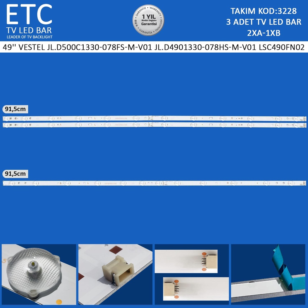 49'' VESTEL JL.D500C1330-078FS-M-V01 JL.D4901330-078HS-M-V01 LSC490FN02 Tv Led Bar
