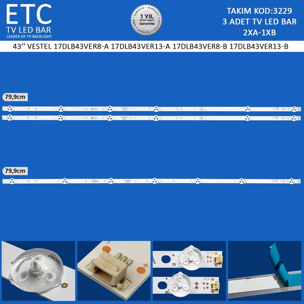 43'' VESTEL 17DLB43VER8-A 17DLB43VER13-A 17DLB43VER8-b 17DLB43VER13-b Tv Led Bar