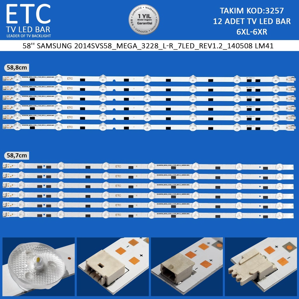 58'' SAMSUNG 2014SVS58_MEGA_3228_L-R_7LED_REV1.2_140508 LM41 Tv Led Bar