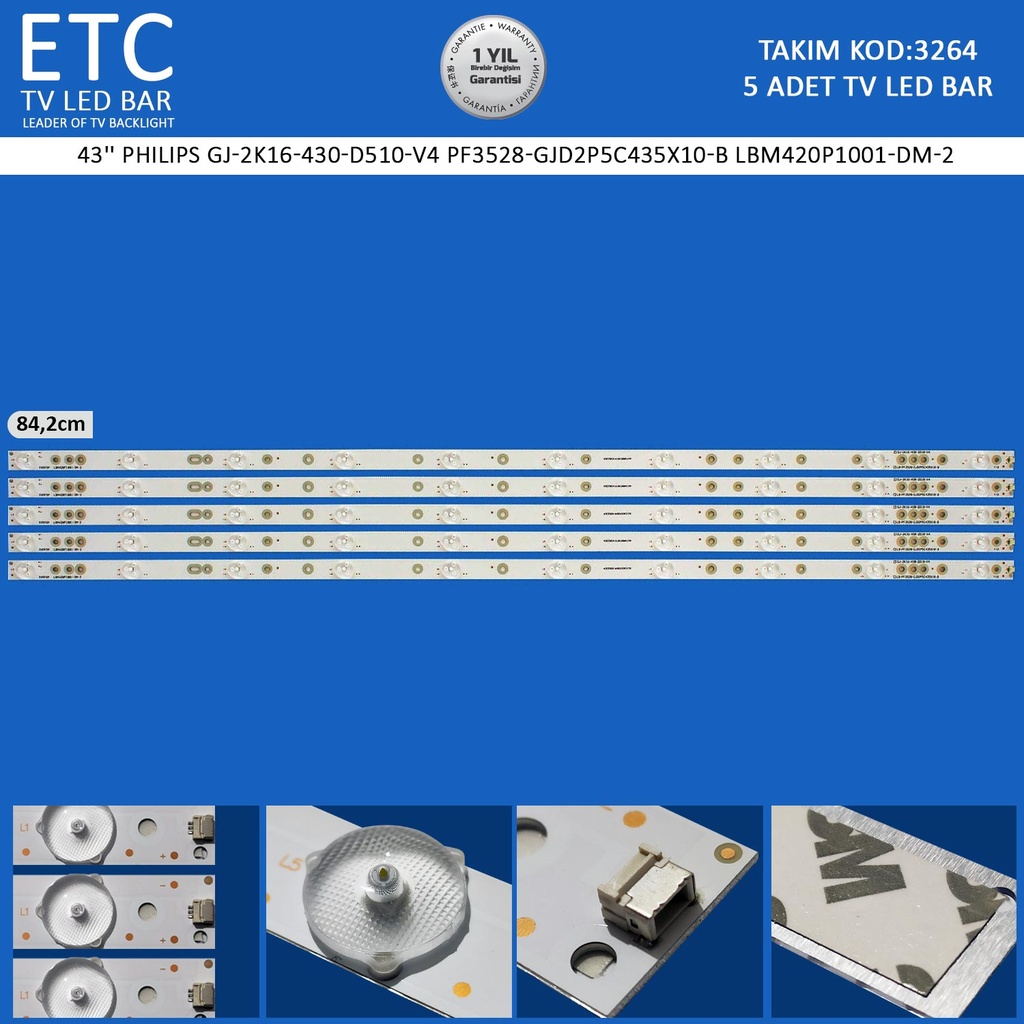 43'' PHILIPS GJ-2K16-430-D510-V4 PF3528-GJD2P5C435X10-B LBM420P1001-DM-2 Tv Led Bar