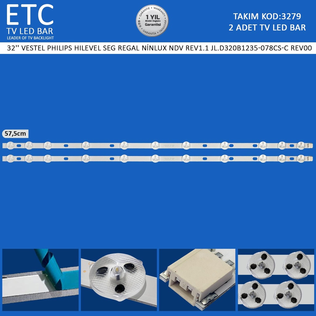 32'' VESTEL PHILIPS HI-LEVEL SEG REGAL NDV Rev1.1 JL.D320B1235-078CS-C Rev00 Tv Led Bar