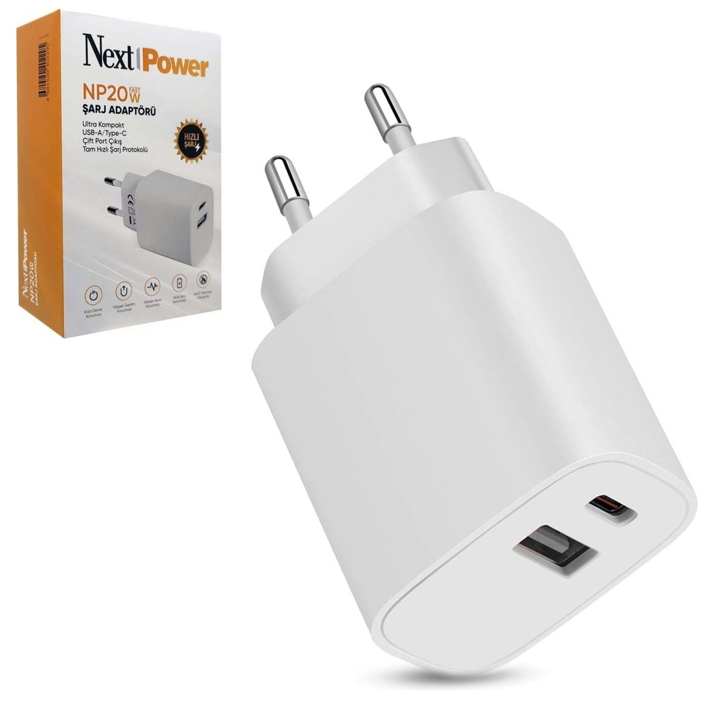 Telefon Şarj Aleti Fast 20w Usb + Type-C Girişli Next NP-20  