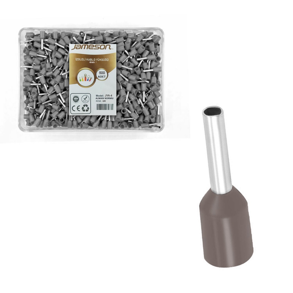 İzoleli Kablo yüksüğü 4mm 500 Adet JAMESON JYA-4