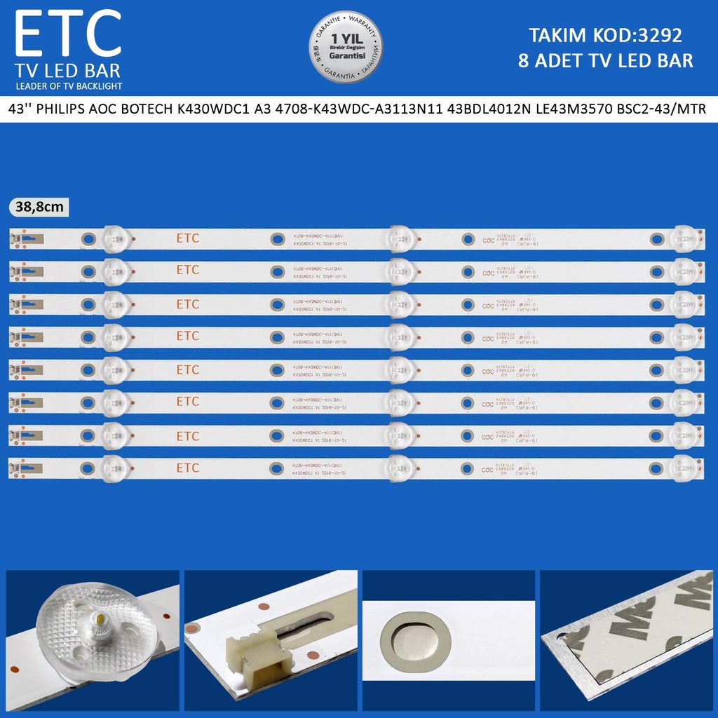 43'' PHILIPS AOC BOTECH K430WDC1 a3 4708-k43wdc-a3113n11 43BDL4012N LE43M3570 BSC2-43/MTR