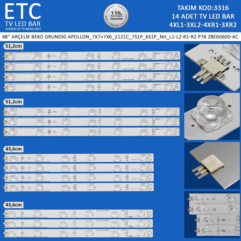 48'' ARÇELİK BEKO GRUNDİG APOLLON_7X7+7X6_2121C_7S1P_6S1P_NH_L1-L2-R1-R2 P76 ZBE60600-AC