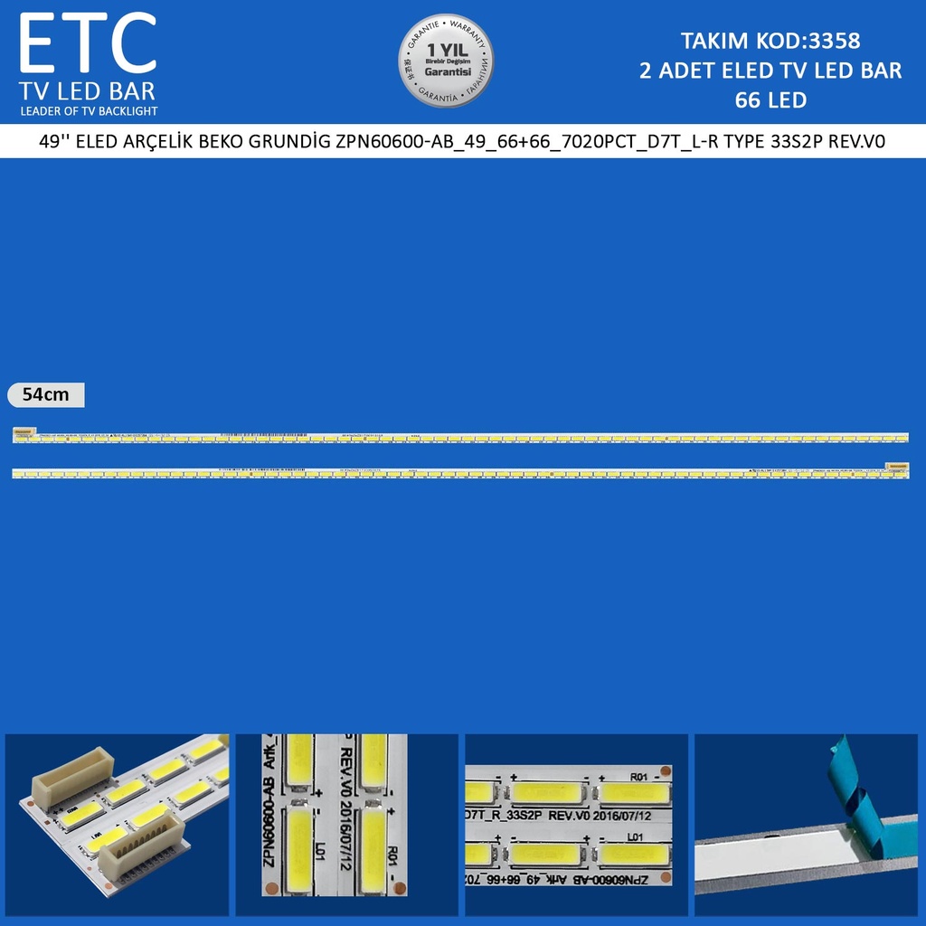 49" ELED ARÇELİK BEKO GRUNDİG ZPN60600-AB_49_66+66_7020PCT_D7T_L-R TYPE 33S2P REV.V0