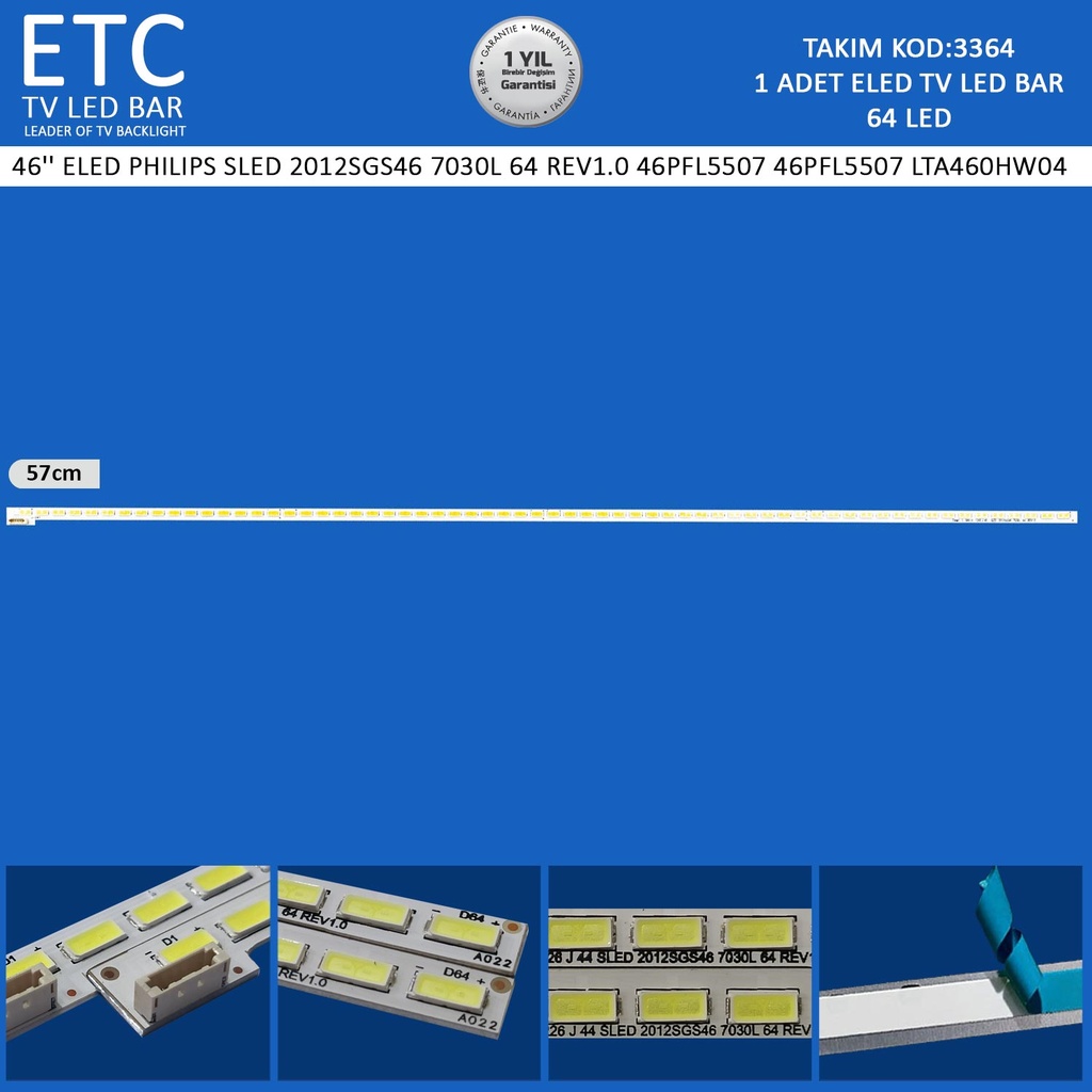 46" ELED PHILIPS SLED 2012SGS46 7030L 64 REV1.0 46PFL5507 46PFL5507 LTA460HW04