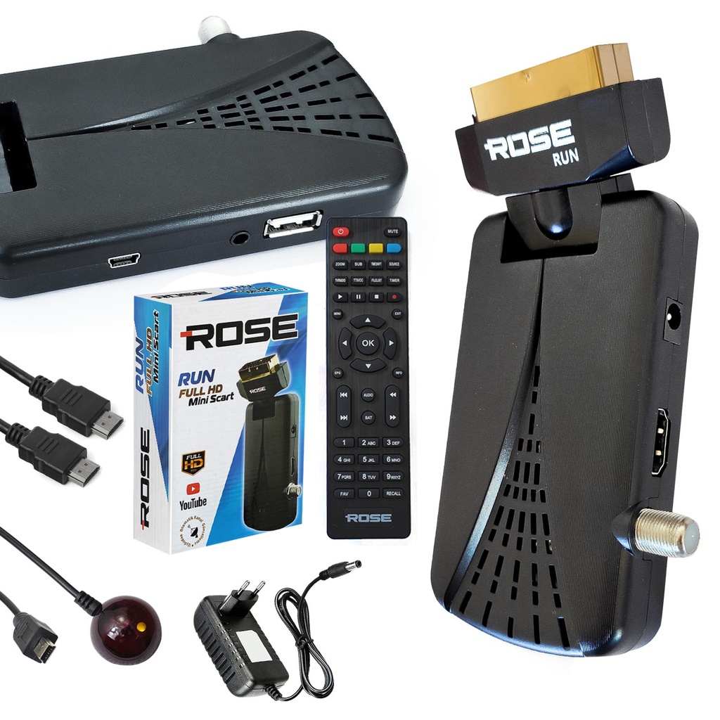 Mini HD + Scart Uydu Alıcı Youtube Free IP Rose RUN  