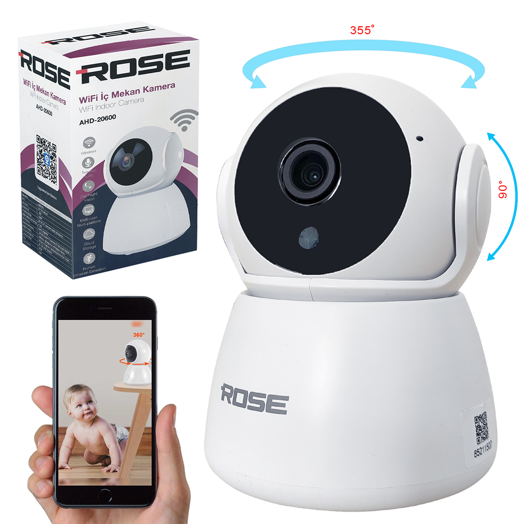 Wifi Ptz Kamera Gece Renkli Sesli 1080p Rose AHD-20600